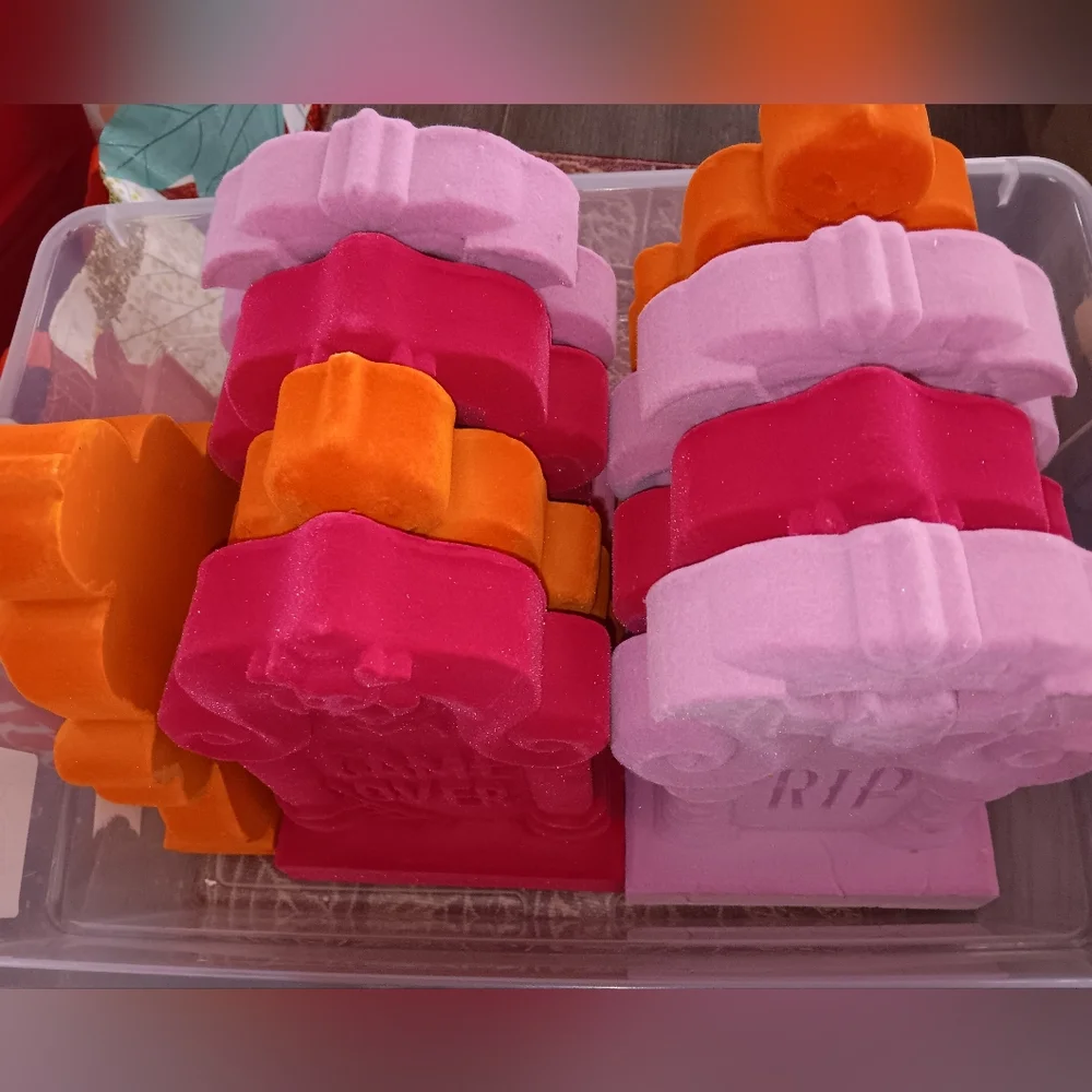 Halloween decorations,  set of nine colorful headstones. - Picture 2 of 3